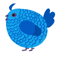 A sky and ultramarine chicken with a lace pattern