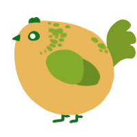 A honey and chartreuse chicken with a neck-speckle pattern