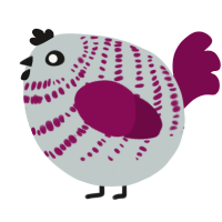A silver and wine chicken with a bar pattern