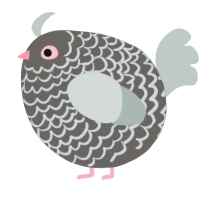 A grey and silver chicken with a lace pattern