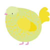 A lemon and yellow chicken with a speckle pattern