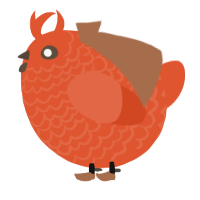 A vermilion chicken with a lace pattern
