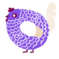 A blurple and cream chicken with a lace pattern