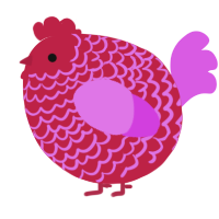 A crimson and orchid chicken with a lace pattern