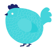 A aqua chicken with a lace pattern