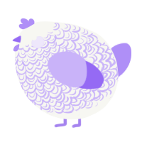 A white and lilac chicken with a double-lace pattern