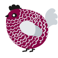 A maroon and mist chicken with a lace pattern