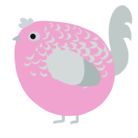 A pink and silver chicken with a half-lace pattern