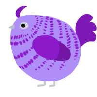 A lilac and violet chicken with a bar pattern