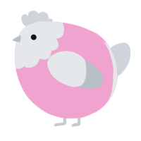 A pink and mist chicken with a head pattern