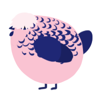 A rose and navy chicken with a half-lace pattern