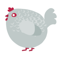 A silver chicken with a half-lace pattern