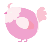 A pink and rose chicken with a head pattern