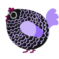 A black and lilac chicken with a lace pattern