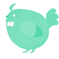 A mint chicken with a double-lace pattern