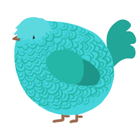 A aqua and turquoise chicken with a double-lace pattern