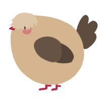 A beige and bark chicken