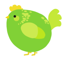 A grass and lime chicken with a neck-speckle pattern