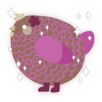 A russet and fuchsia chicken with a lace pattern