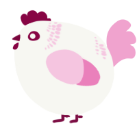 A white and pink chicken with a neck-band pattern