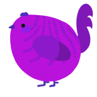 A amethyst and violet chicken with a half-bar pattern