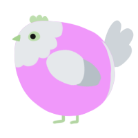 A lavender and mist chicken with a head pattern