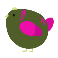 A olive and fuchsia chicken with a neck-band pattern