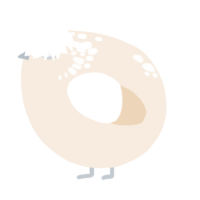 A cream chicken with a neck-speckle pattern