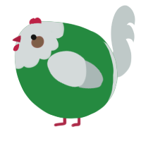 A viridian and silver chicken with a head pattern