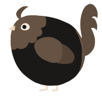 A sable and bark chicken with a head pattern