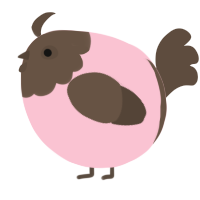 A rose and bark chicken with a head pattern