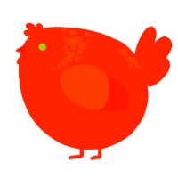 A vermilion chicken with a neck-speckle pattern