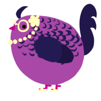 A blurple and navy chicken with a half-lace pattern