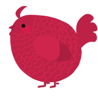 A crimson chicken with a lace pattern
