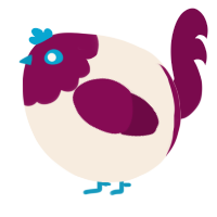 A cream and wine chicken with a head pattern