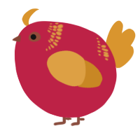A crimson and orange chicken with a neck-band pattern