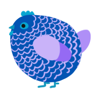 A ultramarine and lilac chicken with a lace pattern