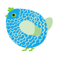 A sky and gluppy chicken with a lace pattern