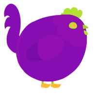A violet chicken with a head pattern