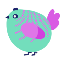 A mint and orchid chicken with a half-bar pattern
