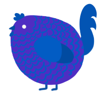 A indigo and ultramarine chicken with a lace pattern