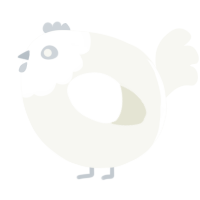 A white chicken with a head pattern