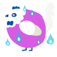 A orchid and white chicken with a head pattern