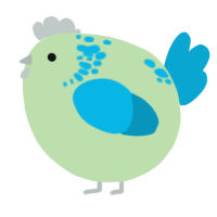 A gluppy and cerulean chicken with a neck-speckle pattern