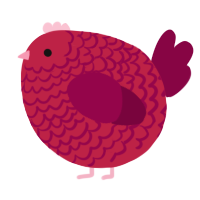 A crimson and maroon chicken with a lace pattern