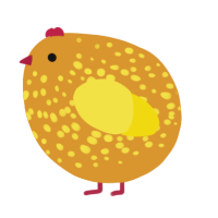 A orange and yellow chicken with a speckle pattern