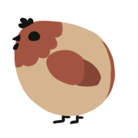 A beige and russet chicken with a head pattern