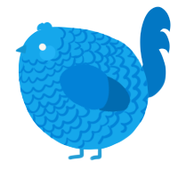 A sky and sapphire chicken with a lace pattern
