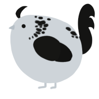 A mist and black chicken with a neck-speckle pattern