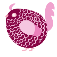 A maroon and pink chicken with a lace pattern